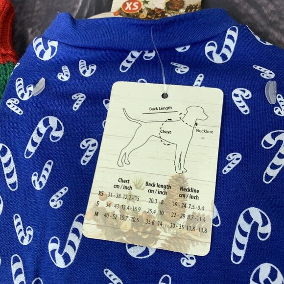 Pet Central XS  x-small Winter Dog Ornament Sweater & Holiday Candy Cane Pjs - Picture 2 of 3